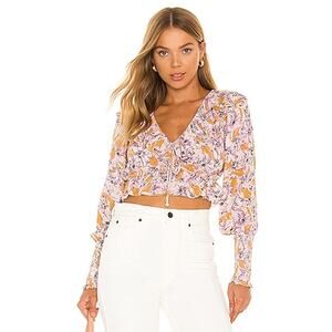 Tularosa Cleo Boho Blouse Crop Top in Bonnie Floral Print, XS NWT